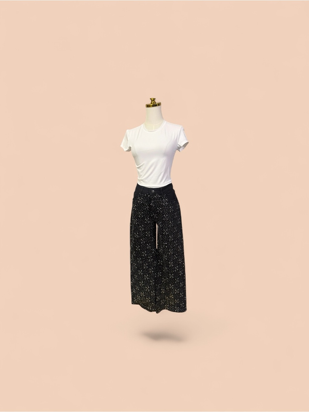 American Bazi Black Rhinestone Wide-Leg Jeans – Size Small